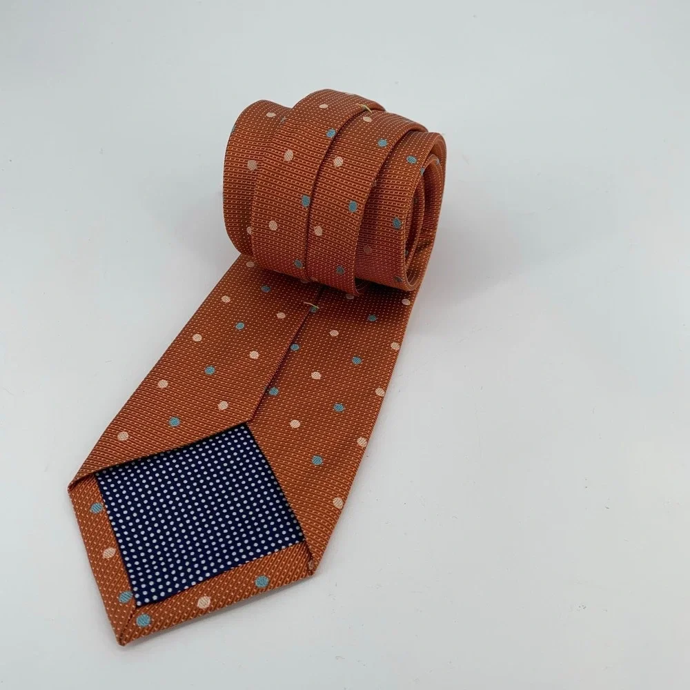Eton Tie Mens One Size Brown Dotted Silk Classic Fit Luxury Necktie England Made